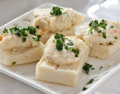 POLENTA WITH COD MOUSSE